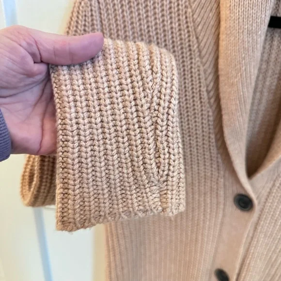 ATM S tan cable knit exaggerated collar oversized grandma cardigan traditional - Picture 7 of 13